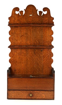 Lot 1224 - A 19TH CENTURY OAK HANGING SPOON RACK