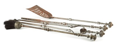 Lot 316 - A SET OF THREE GEORGIAN STEEL FIRE IRONS