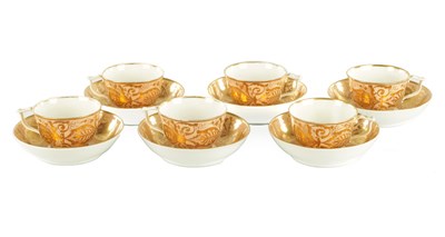 Lot 123 - A SET OF SIX 19TH CENTURY DERBY PORCELAIN CUPS AND SAUCERS