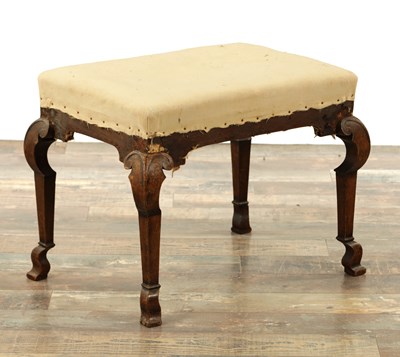 Lot 1332 - AN 18TH CENTURY STYLE WALNUT DRESSING STOOL