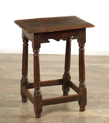 Lot 1475 - A 17TH CENTURY OAK JOINT STOOL