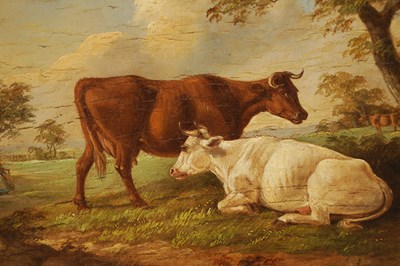 Lot 668 - ATT. THOMAS SIDNEY COOPER (BRITISH 1803 - 1902) A 19TH CENTURY OIL ON CANVAS CATTLE IN A TREE-LINED LANDSCAPE