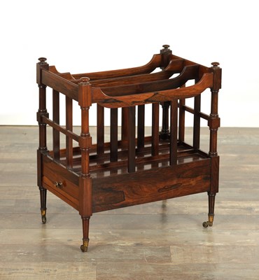 Lot 1528 - J. KENDELL & CO. LEEDS A LATE REGENCY FIGURED ROSEWOOD CANTERBURY