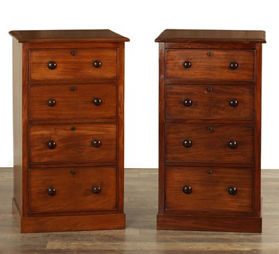 Lot 1492 - A PAIR OF 19TH CENTURY PEDESTAL CHEST OF DRAWERS