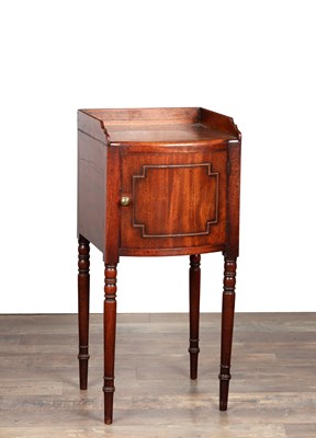 Lot A GEORGIAN MAHOGANY BOW-FRONT BEDSIDE CABINET