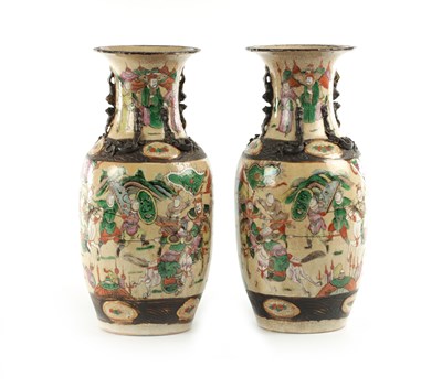 Lot 54 - A PAIR OF 19TH CENTURY CHINESE CRACKLE GLAZED VASES
