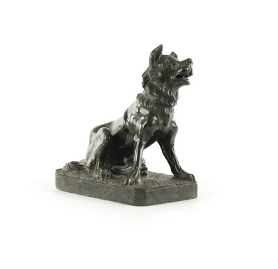 Lot 605 - A 19TH CENTURY ITALIAN SERPENTINE SCULPTURE AFTER THE GRAND TOUR JENNINGS DOG