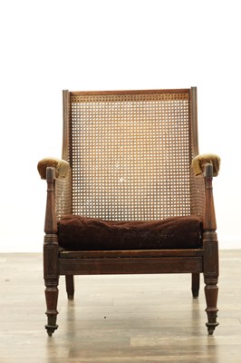 Lot 1464 - A REGENCY MAHOGANY LIBRARY BERGERE CHAIR