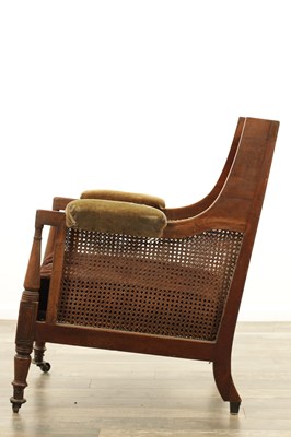 Lot 1464 - A REGENCY MAHOGANY LIBRARY BERGERE CHAIR