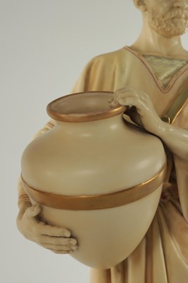 Lot 44 - A PAIR OF LATE 19TH CENTURY ROYAL WORCESTER PORCELAIN FIGURES OF WATER CARRIERS