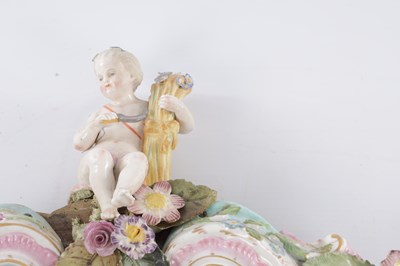 Lot 35 - A PAIR OF MEISSEN STYLE PORCELAIN HANGING MIRRORS