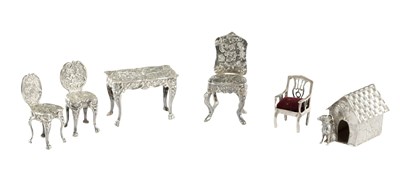 Lot 254 - A COLLECTION OF CONTINENTAL SILVER MINIATURE FURNITURE
