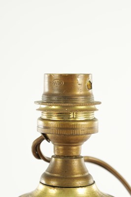 Lot 910 - A 20TH CENTURY FRENCH PAINTED WOOD AND BRASS TABLE LAMP