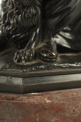 Lot 585 - A PAIR OF LATE 19TH CENTURY FRENCH PATINATED BRONZE FIGURES OF SAINT MARK AND SAINT LUKE ON ROUGE MARBLE BASES