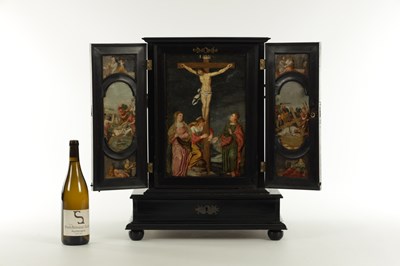 Lot 519 - A LATE 18TH CENTURY ITALIAN EBONISED TABLE CABINET