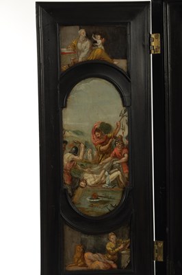 Lot 519 - A LATE 18TH CENTURY ITALIAN EBONISED TABLE CABINET