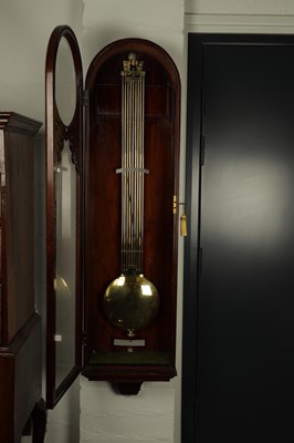 Lot 990 - GUSTAV HORSTMANN, BATH. A FINE MID 19TH CENTURY FIGURED MAHOGANY WALL REGULATOR CLOCK