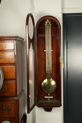 Lot 990 - GUSTAV HORSTMANN, BATH. A FINE MID 19TH CENTURY FIGURED MAHOGANY WALL REGULATOR CLOCK