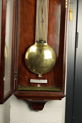 Lot 990 - GUSTAV HORSTMANN, BATH. A FINE MID 19TH CENTURY FIGURED MAHOGANY WALL REGULATOR CLOCK