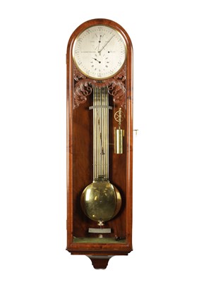 Lot 990 - GUSTAV HORSTMANN, BATH. A FINE MID 19TH CENTURY FIGURED MAHOGANY WALL REGULATOR CLOCK