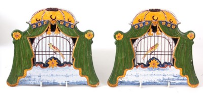 Lot 45 - A PAIR OF EARLY 19TH CENTURY DELFT HANGING...