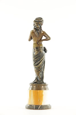 Lot 565 - AN ART DECO BRONZE SCULPTURE OF A SEMI-NUDE DANCER SIGNED PROFESSOR OTTO POERTZEL (1876-1963)