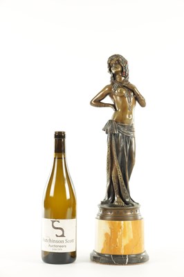 Lot 565 - AN ART DECO BRONZE SCULPTURE OF A SEMI-NUDE DANCER SIGNED PROFESSOR OTTO POERTZEL (1876-1963)