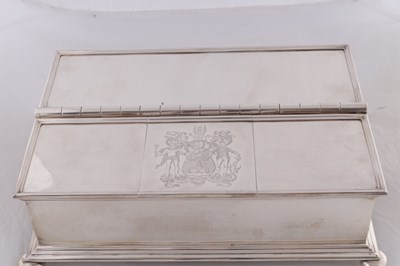 Lot 77 - LIONEL AND ALFRED CRICHTON, LONDON. AN EDWARDIAN SILVER INKSTAND