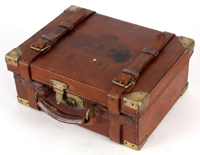 Lot 455 - A LATE 19th CENTURY BRASS BOUND LEATHER...