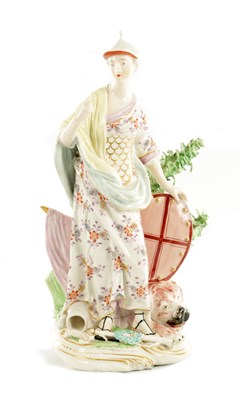 Lot 45 - A DERBY PORCELAIN FIGURE OF BRITANNIA CIRCA 1770