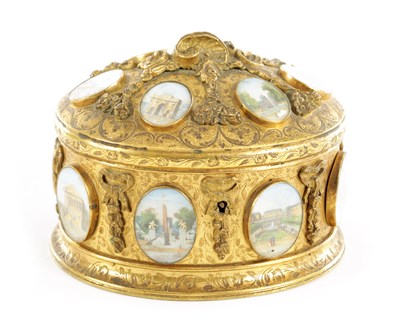 Lot 579 - A 19TH CENTURY GILT BRONZE PALAIS ROYAL JEWELLERY CASKET