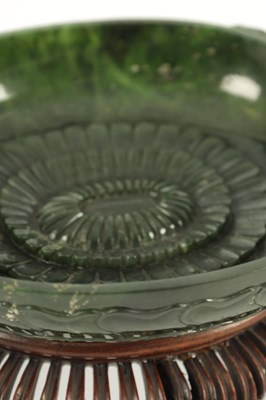 Lot 138 - A PAIR OF LATE QING DYNASTY CHINESE JADE DISHES ON STANDS