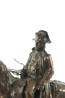 Lot 607 - EMILE PINEDO (1840-1916) A 19TH CENTURY PATINATED BRONZE FIGURE OF NAPOLIAN ON HORSEBACK