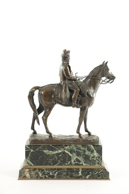 Lot 607 - EMILE PINEDO (1840-1916) A 19TH CENTURY PATINATED BRONZE FIGURE OF NAPOLIAN ON HORSEBACK