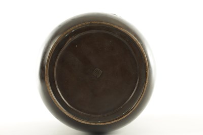 Lot 170 - A LARGE PAIR OF JAPANESE MEIJI PERIOD BRONZE VASES BY MIAYO