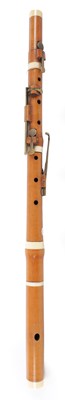 Lot 293 - A 19TH CENTURY GERMAN BOXWOOD AND IVORY THREE PIECE FLUTE