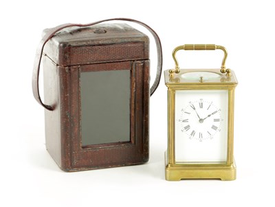 Lot 201 - A LATE 19TH CENTURY FRENCH REPEATING CARRIAGE CLOCK