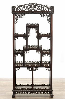 Lot 116 - A LATE 19TH CENTURY DENSE HARDWOOD CHINESE DISPLAY CABINET