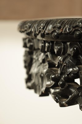 Lot 183 - A GOOD 19TH CENTURY RETICULATED CARVED HARDWOOD CHINESE CENTRE TABLE