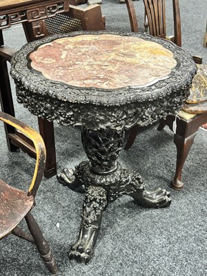 Lot 183 - A GOOD 19TH CENTURY RETICULATED CARVED HARDWOOD CHINESE CENTRE TABLE