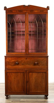 Lot 264 - A GEORGE IV FIGURED MAHOGANY SECRETAIRE BOOKCASE