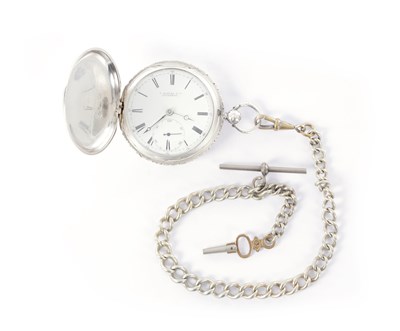 Lot 1217 - A 19TH CENTURY ENGLISH SILVER CASED SLIM HUNTER POCKET WATCH