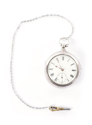 Lot 1225 - AN ENGLISH SILVER PAIR CASED FUSEE POCKET WATCH
