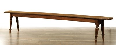 Lot 1272 - AN EARLY 19TH CENTURY LONG OAK HALL BENCH