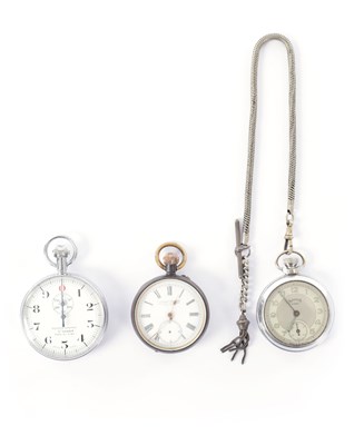 Lot 1151 - A COLLECTION OF TWO POCKET WATCHES AND A STOPWATCH