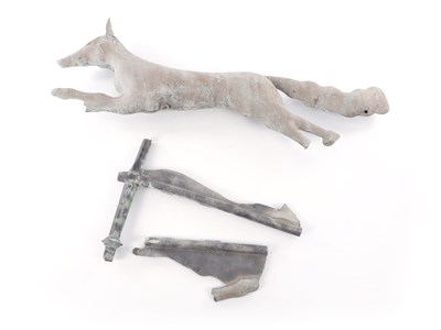 Lot 110 - A 19TH CENTURY ENGLISH FOLK ART COPPER RUNNING FOX WEATHERVANE