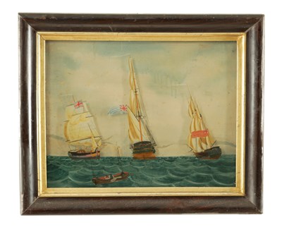 Lot 360 - A 19TH CENTURY NAIVE REVERSE ON GLASS PAINTING