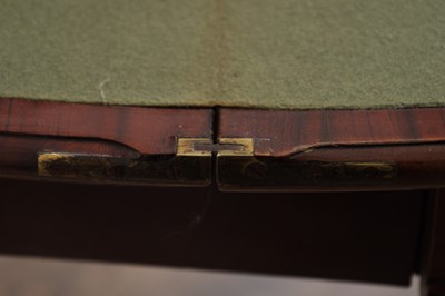 Lot 1202 - A GEORGE III SERPENTINE FRONTED CONCERTINA ACTION MAHOGANY CARD TABLE