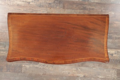 Lot 1202 - A GEORGE III SERPENTINE FRONTED CONCERTINA ACTION MAHOGANY CARD TABLE