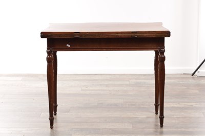 Lot 1202 - A GEORGE III SERPENTINE FRONTED CONCERTINA ACTION MAHOGANY CARD TABLE